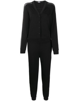crepe mesh jumpsuit
