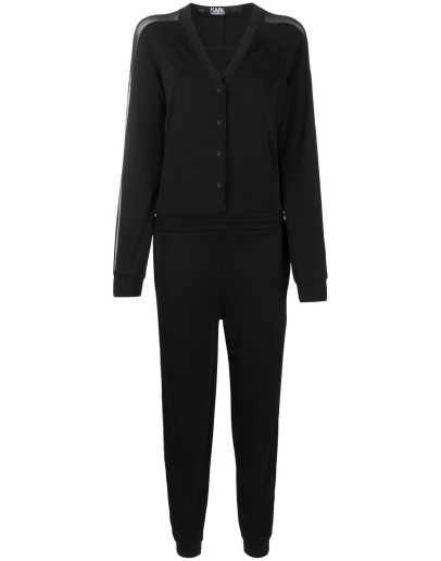 crepe mesh jumpsuit