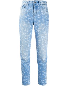 orchid-print high-rise slim jeans