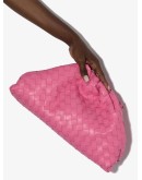 Intrecciato leather pouch clutch
