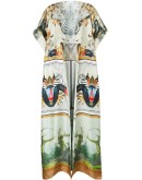 Montage-print long cape