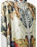 Montage-print long cape
