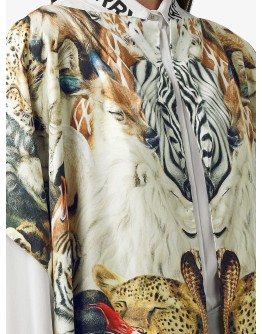 Montage-print long cape