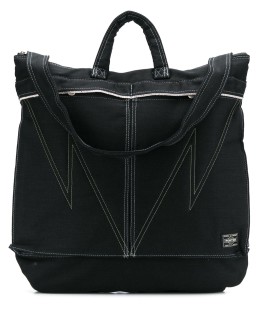 denim zipped tote bag