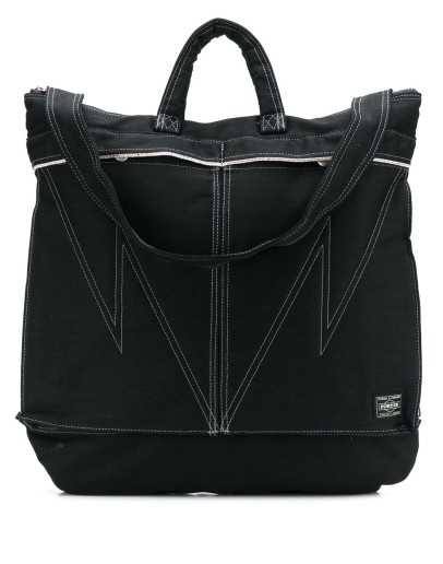 denim zipped tote bag