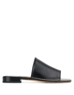 stitching-detail low-heel mules