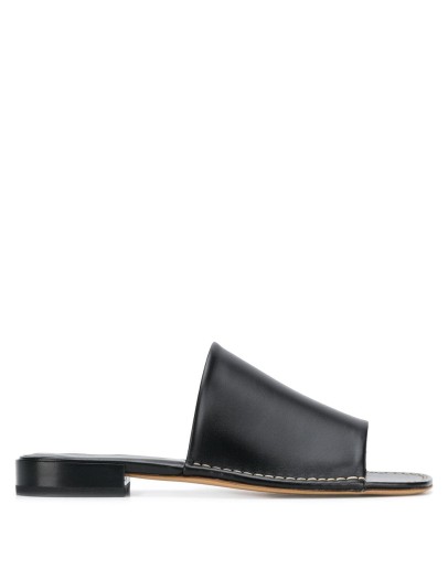 stitching-detail low-heel mules