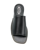 stitching-detail low-heel mules