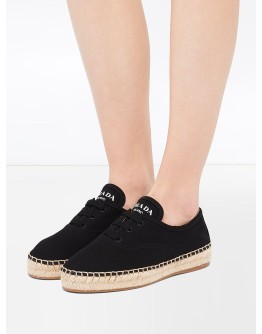 gabardine lace-up espadrilles