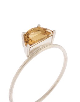 Honey Quartz Half Moon ring