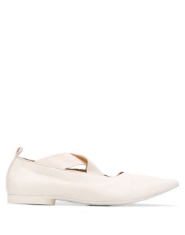 crisscross strap pointed toe ballerinas