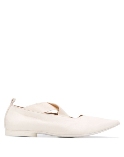 crisscross strap pointed toe ballerinas
