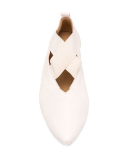 crisscross strap pointed toe ballerinas