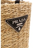 logo plaque raffia bucket bag