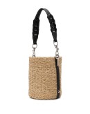 logo plaque raffia bucket bag