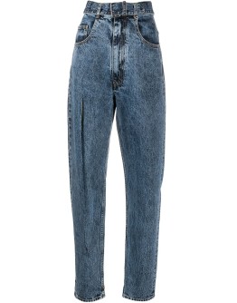 split-leg tapered denim jeans