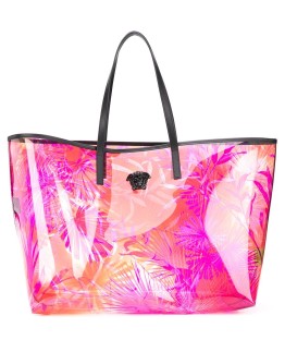 jungle print transparent tote bag