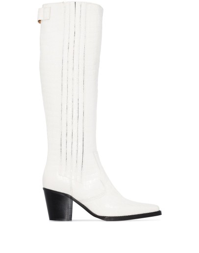 Western 60mm croc-effect knee-high boots