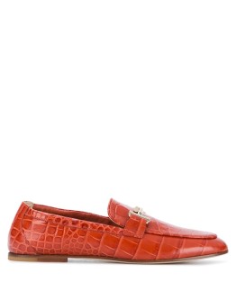 Double T crocodile-effect loafers