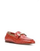 Double T crocodile-effect loafers