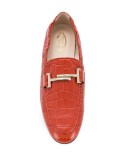 Double T crocodile-effect loafers