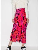 high waist floral silk skirt