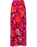 high waist floral silk skirt