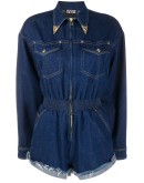 denim decorative collar playsuit