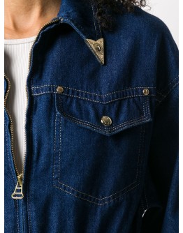 denim decorative collar playsuit