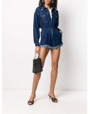 denim decorative collar playsuit