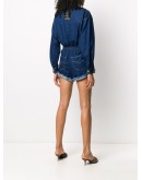 denim decorative collar playsuit