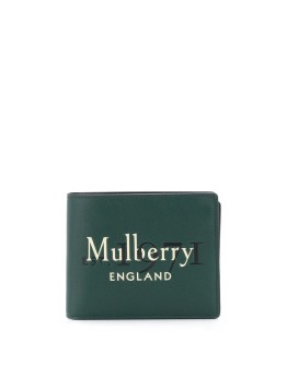 leather foldover wallet with embossed logo print
