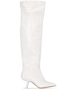 Lexi 70mm snake-print leather boots