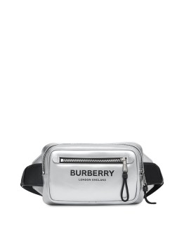 logo-print metallic belt bag