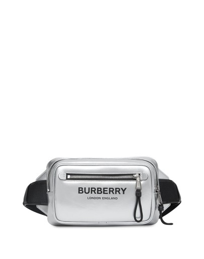 logo-print metallic belt bag