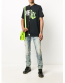 spliced logo print T-shirt