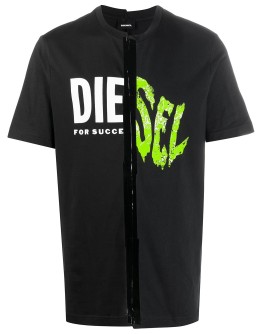 spliced logo print T-shirt