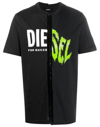 spliced logo print T-shirt