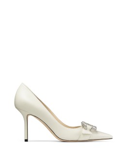 Saresa crystal-buckle 85mm pumps