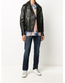 buckled multi-pocket bikerjacket