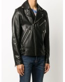 buckled multi-pocket bikerjacket