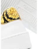 baroque-print leather sneakers