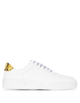 baroque-print leather sneakers