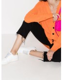 baroque-print leather sneakers