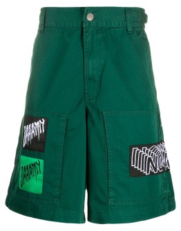 graphic patch cotton shorts