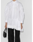 lace-hem puff-sleeve blouse