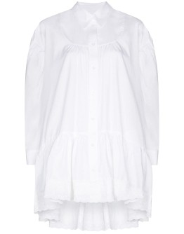 lace-hem puff-sleeve blouse