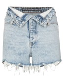 high-waist raw-hem denim shorts