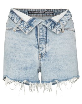 high-waist raw-hem denim shorts