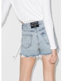 high-waist raw-hem denim shorts